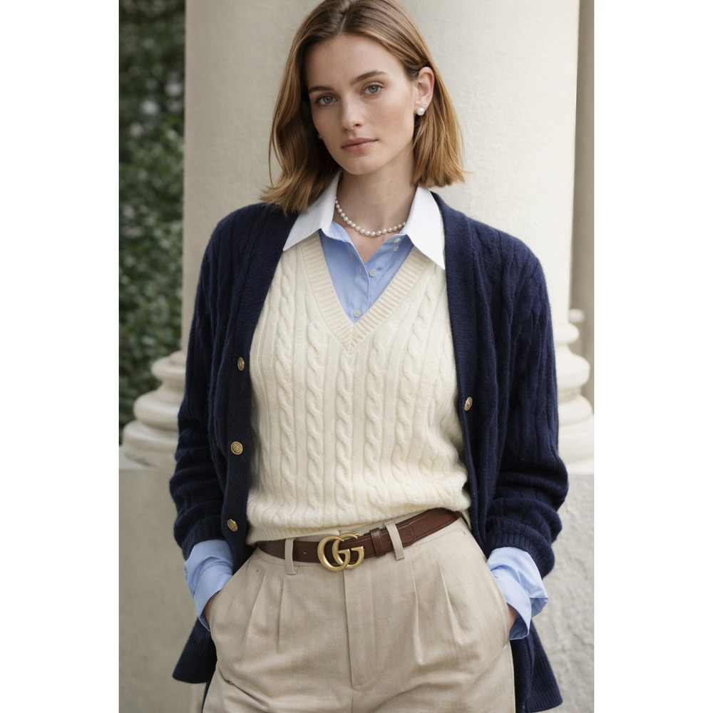 Gucci Uniform Womens Light Blue Contrast Collar Cotton Button Down Shirt Size 44